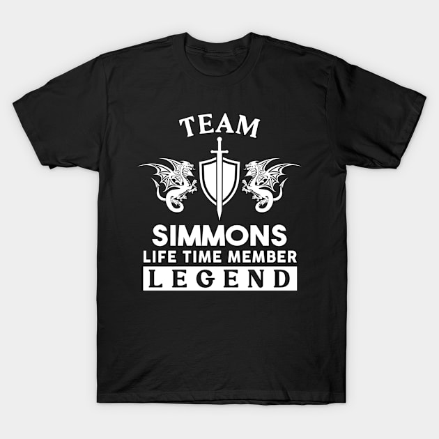 Simmons Name T Shirt - Simmons Life Time Member Legend Gift Item Tee T-Shirt by unendurableslemp118